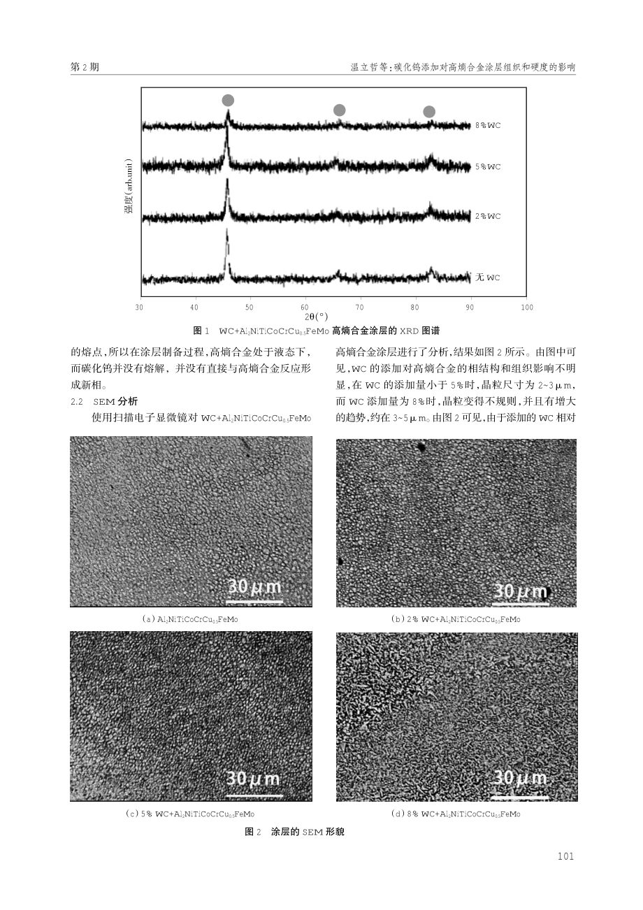 碳化钨添加对高熵合金涂层组织和硬度的影响.pdf_第2页