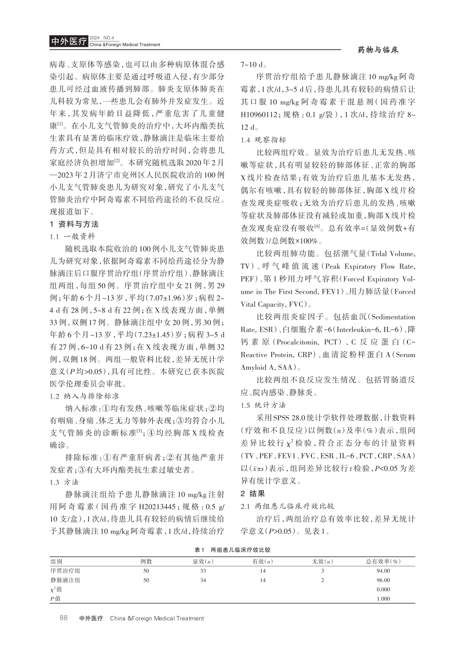 阿奇霉素不同给药途径治疗小儿支气管肺炎的不良反应研究.pdf_第2页