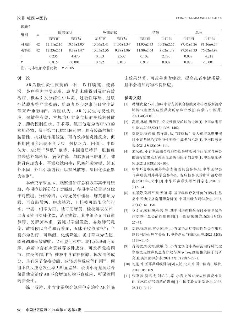 小青龙汤联合氯雷他定治疗变应性鼻炎的临床效果.pdf_第3页