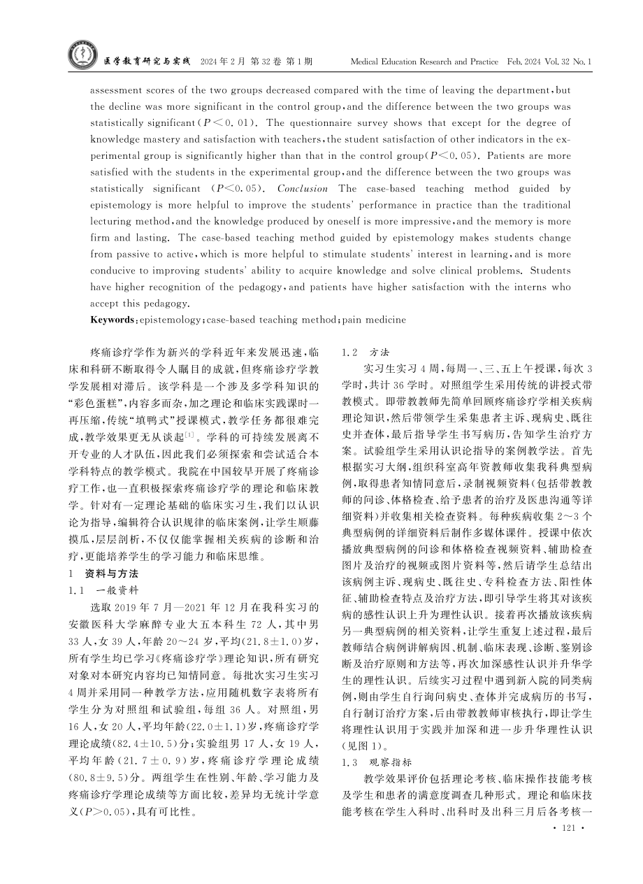 认识论指导的案例教学在疼痛诊疗学临床带教中的应用.pdf_第2页