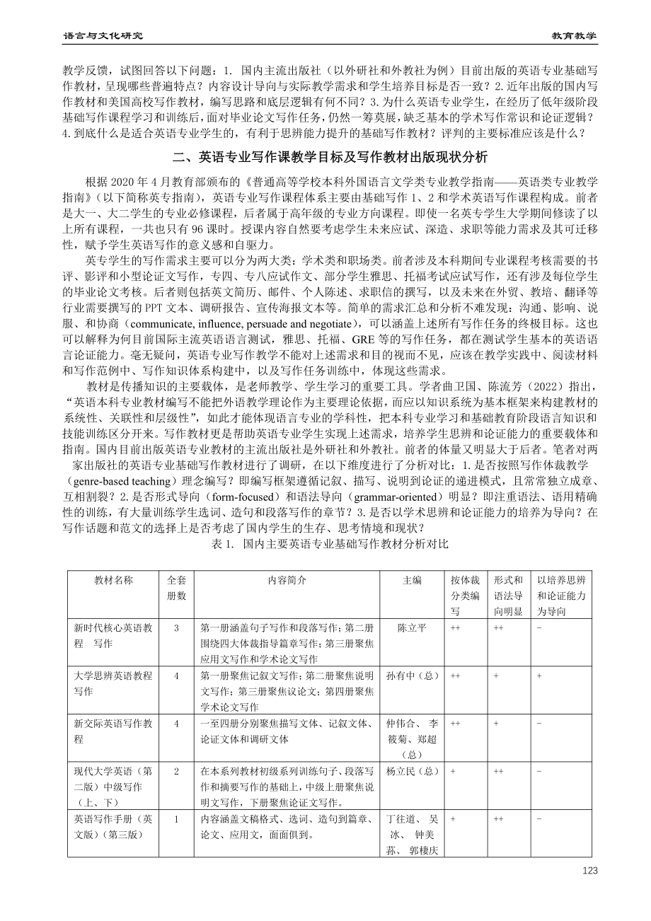 思辨能力导向下的英语专业论证文写作教材研究.pdf_第2页