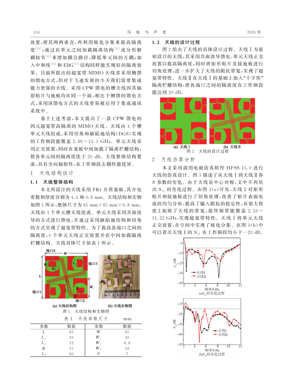 四元超宽带高隔离MIMO槽天线的设计.pdf_第2页