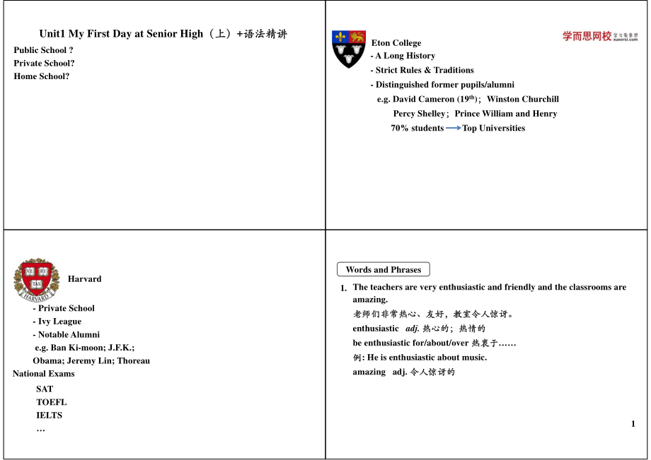 Unit1 My First Day at Senior High（上）+语法精讲.pdf_第1页