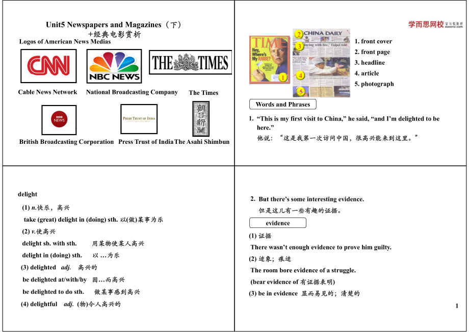 Unit5 Newspapers and Magazines（下）+经典电影赏析.pdf_第1页