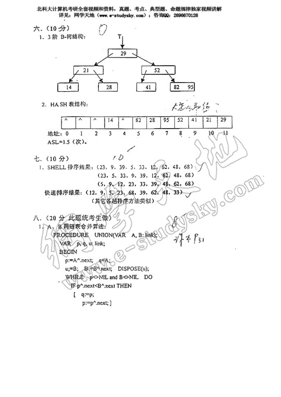 北科大1999年《数据结构》考研真题答案.pdf_第3页