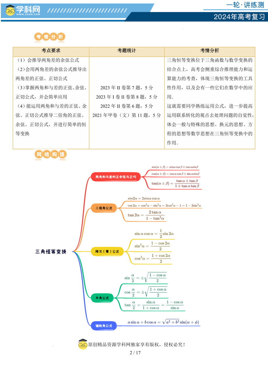 第02讲 三角恒等变换（九大题型）（讲义）（原卷版）.docx_第2页