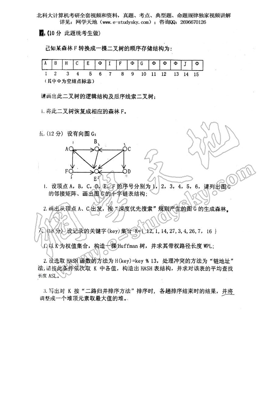 北科大2000年《数据结构》考研真题.pdf_第3页