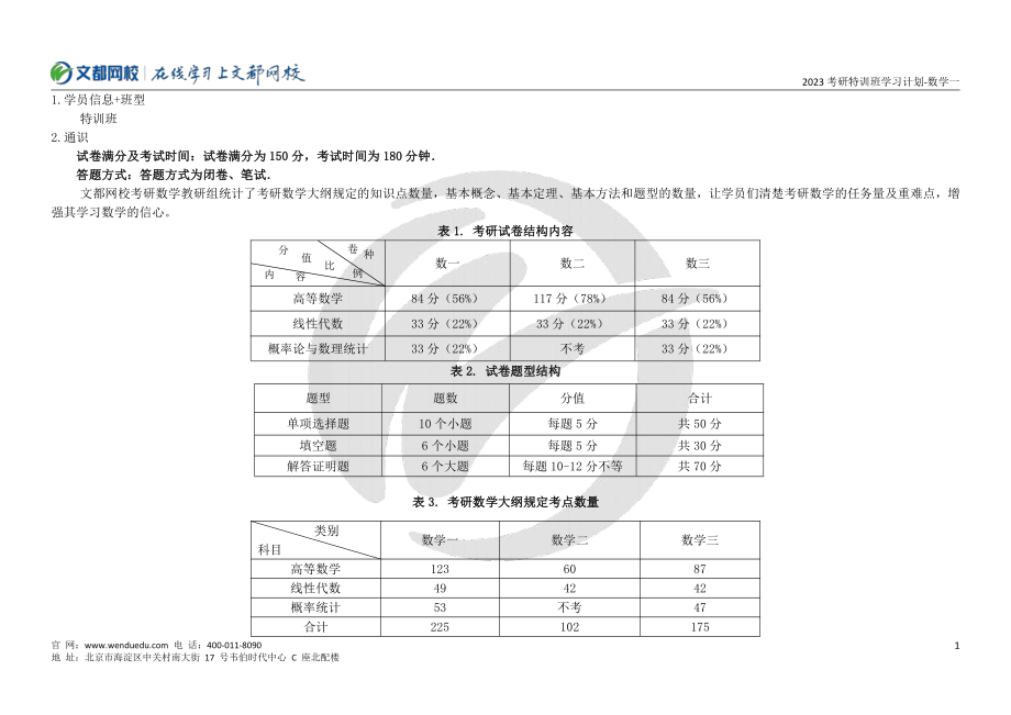 2023考研数学特训班全年学习计划-数一.pdf_第2页