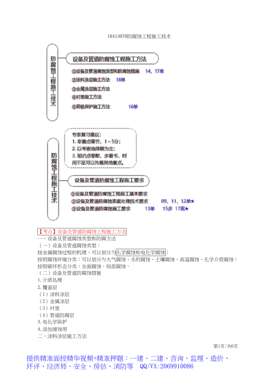 2019一建-机电实务-精讲班-39、第39讲：1H413070防腐蚀工程施工技术.docx_第1页